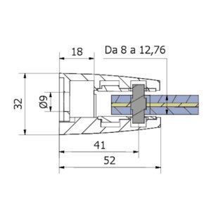 Schema morsetto 52x52 in acciaio inox AISI 316 lucido