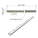 tubo inox con fori ciechi da 12,25 mm.