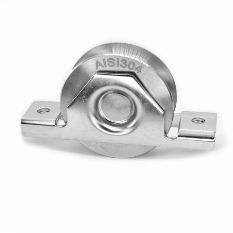 Ruota inox gola V per cancelli con supporto interno - Inox Forniture