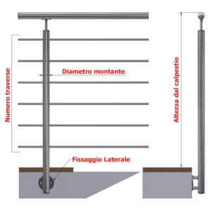 MONTANTE TONDO INOX CON FORI PASSANTI - immagine 9