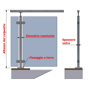 MONTANTE TONDO INOX PER VETRO - immagine 5