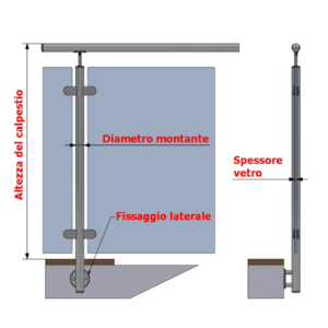 MONTANTE TONDO INOX PER VETRO - immagine 4
