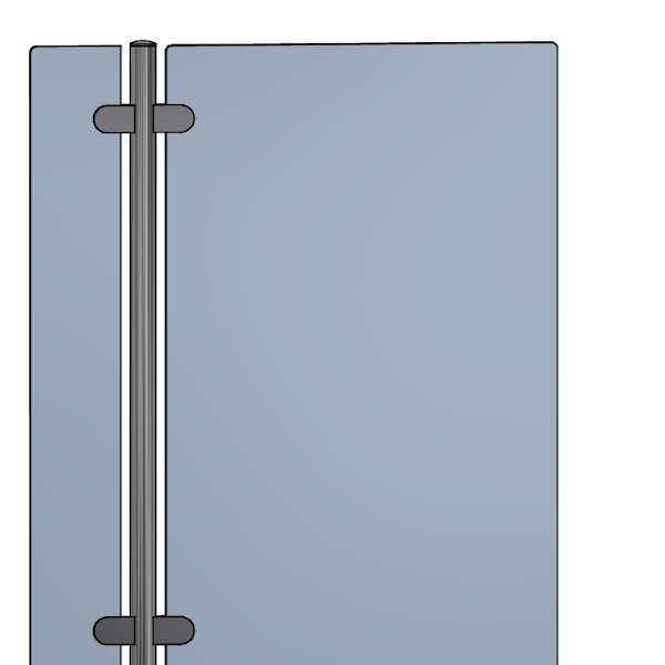 Paletto tondo in acciaio inox con pinze per vetri. Disponibile in AISI 304 e AISI 316 in finitura lucida e satinata.